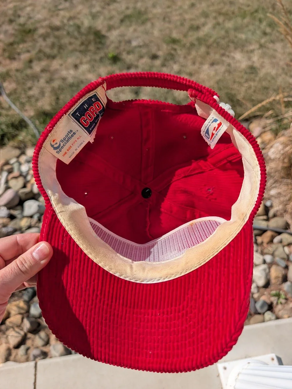 Rare Vintage Philadelphia Sixers Red White Corduroy Hat Retro NBA Snapback Vtg